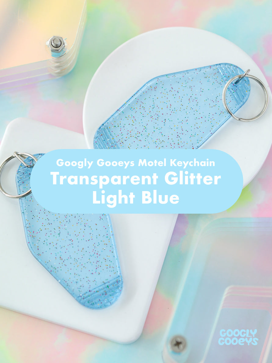 Glittered and Transparent Motel Keychains | 1.75in x 3.5in