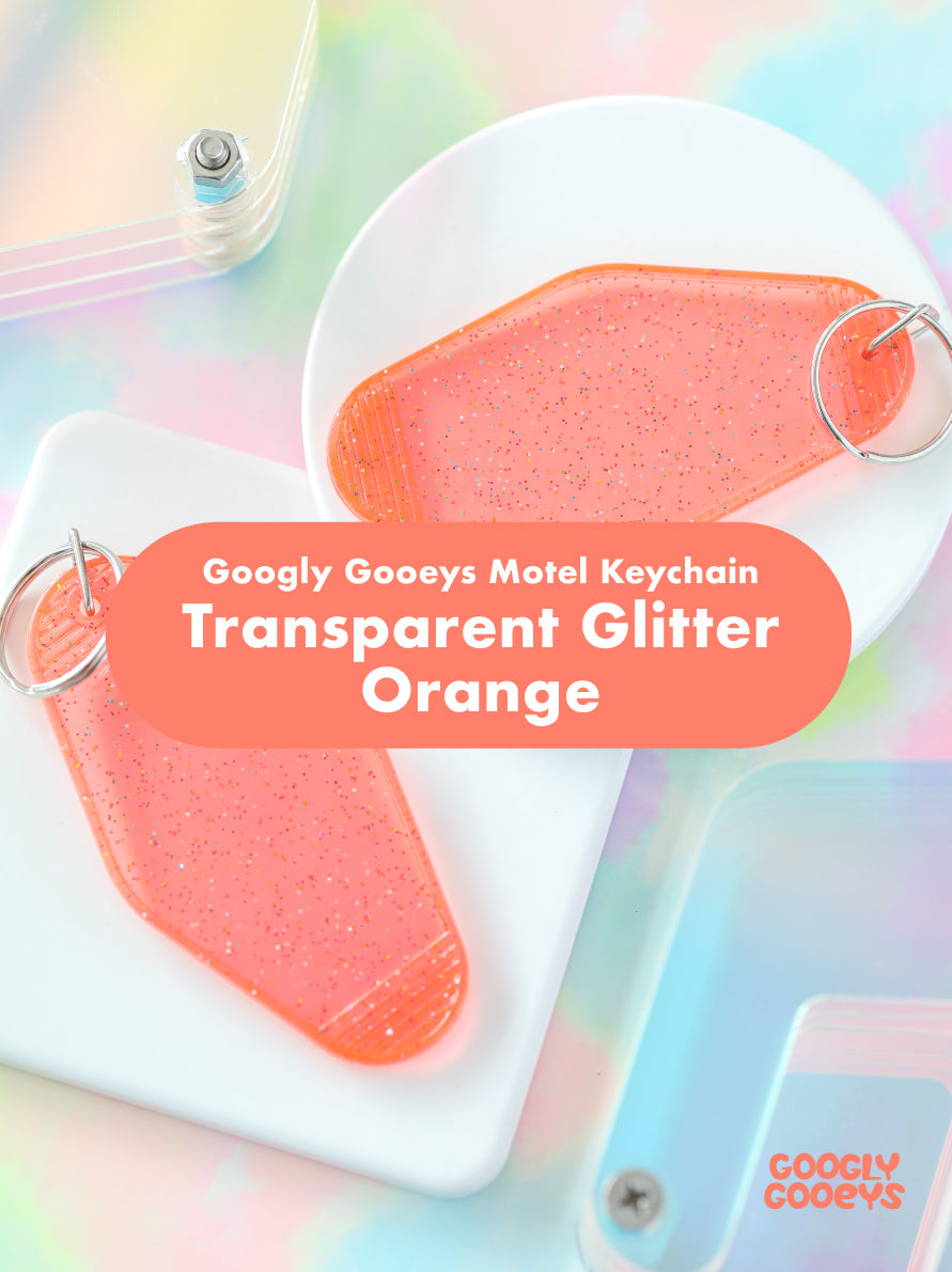 Glittered and Transparent Motel Keychains | 1.75in x 3.5in