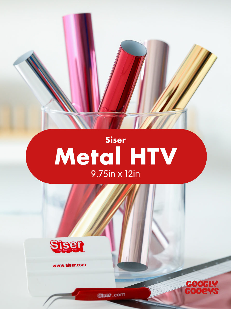 Siser Metal Heat Transfer Vinyl (HTV) Cold Peel Iron-On for Shirts Bags Caps | 9.75in x 12in