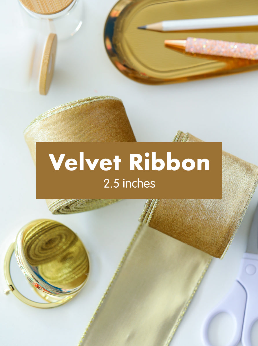 Gold Velvet Ribbons (2.5 inches)