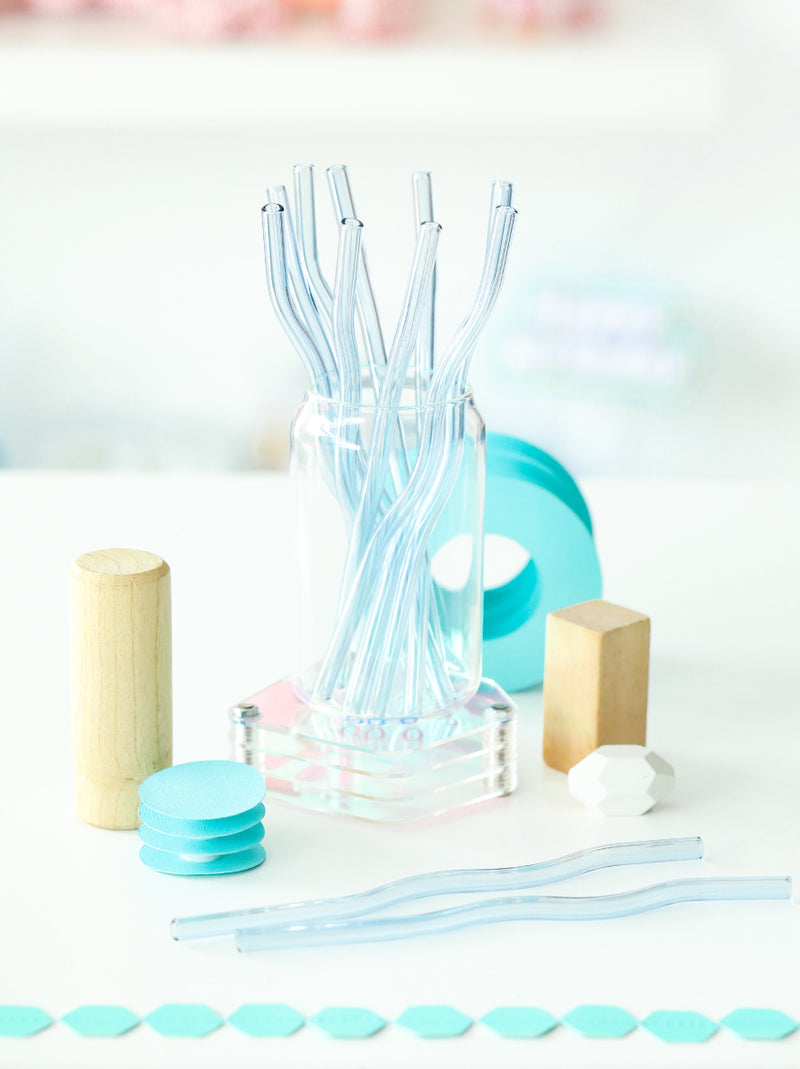 Colored Wavy Glass Straws