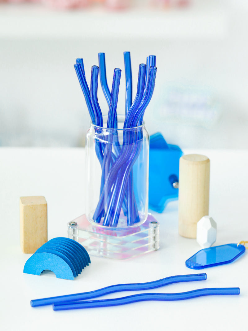 Colored Wavy Glass Straws