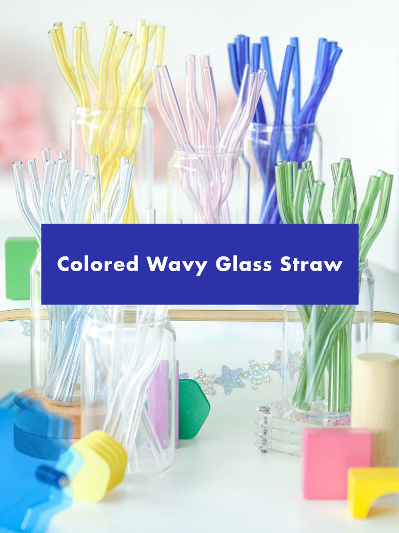 Colored Wavy Glass Straws