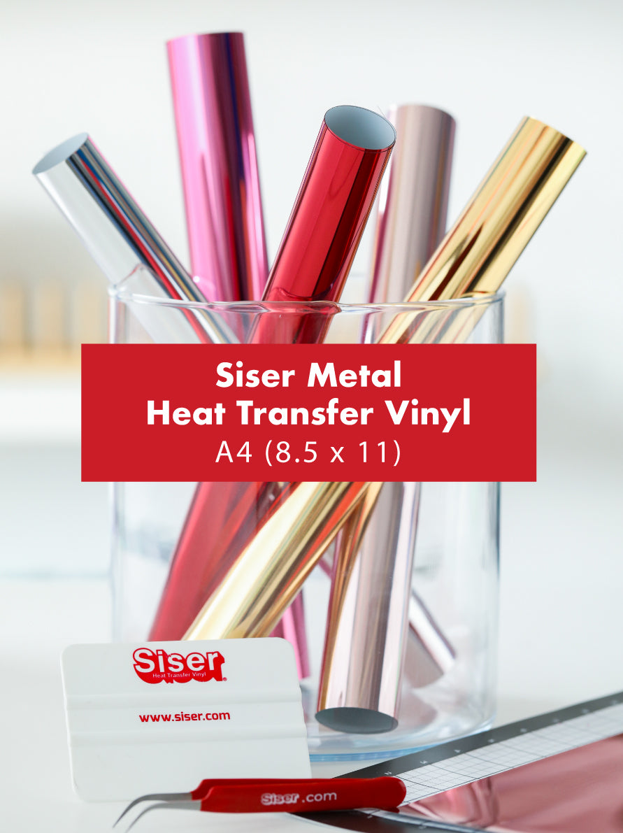 Siser Metal Heat Transfer Vinyl (HTV) | Iron-On for Shirts, Bags, Caps | A4 / 8.5in x 11in