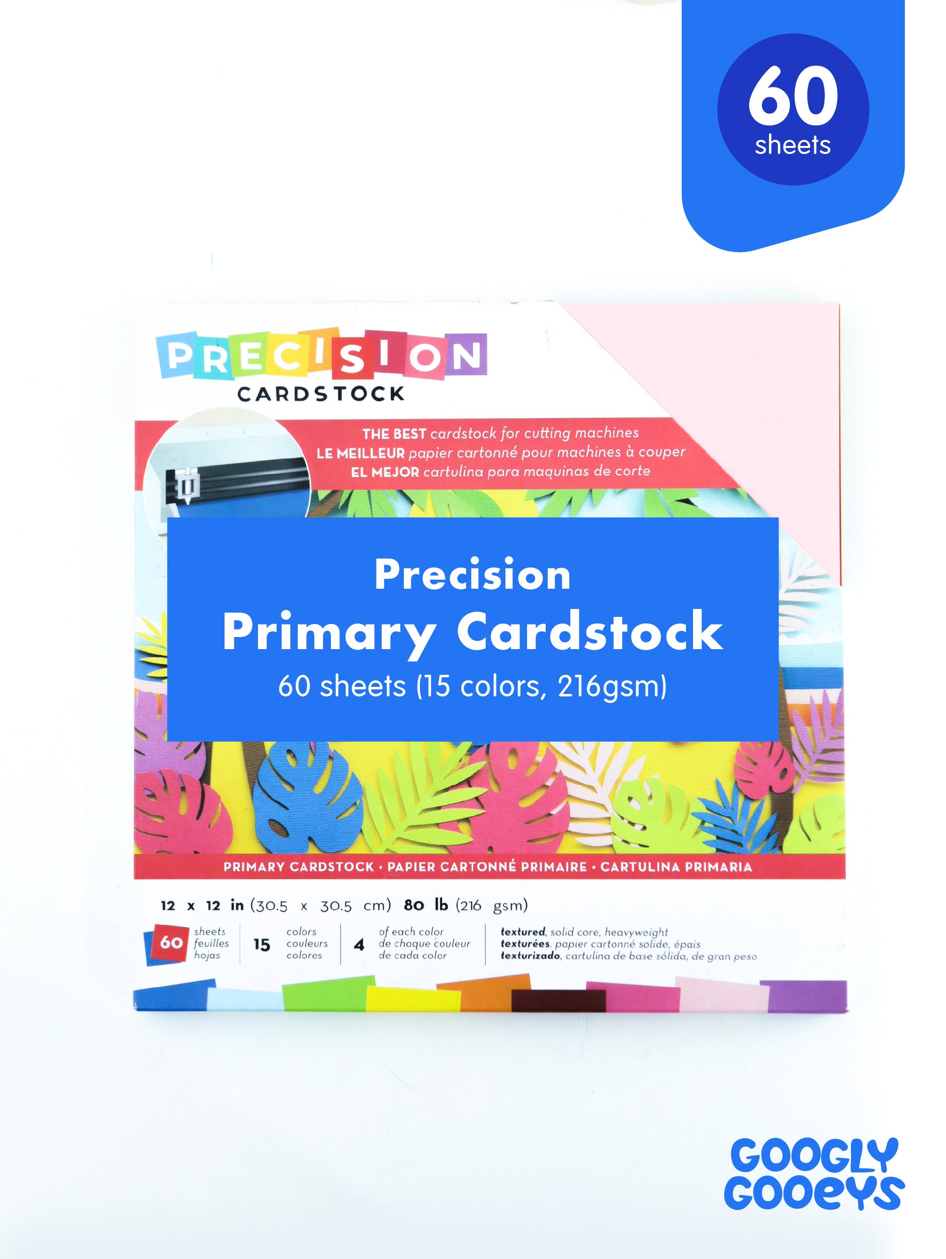 Precision Cardstock Primary 12x12 inches (60 sheets, 216gsm)