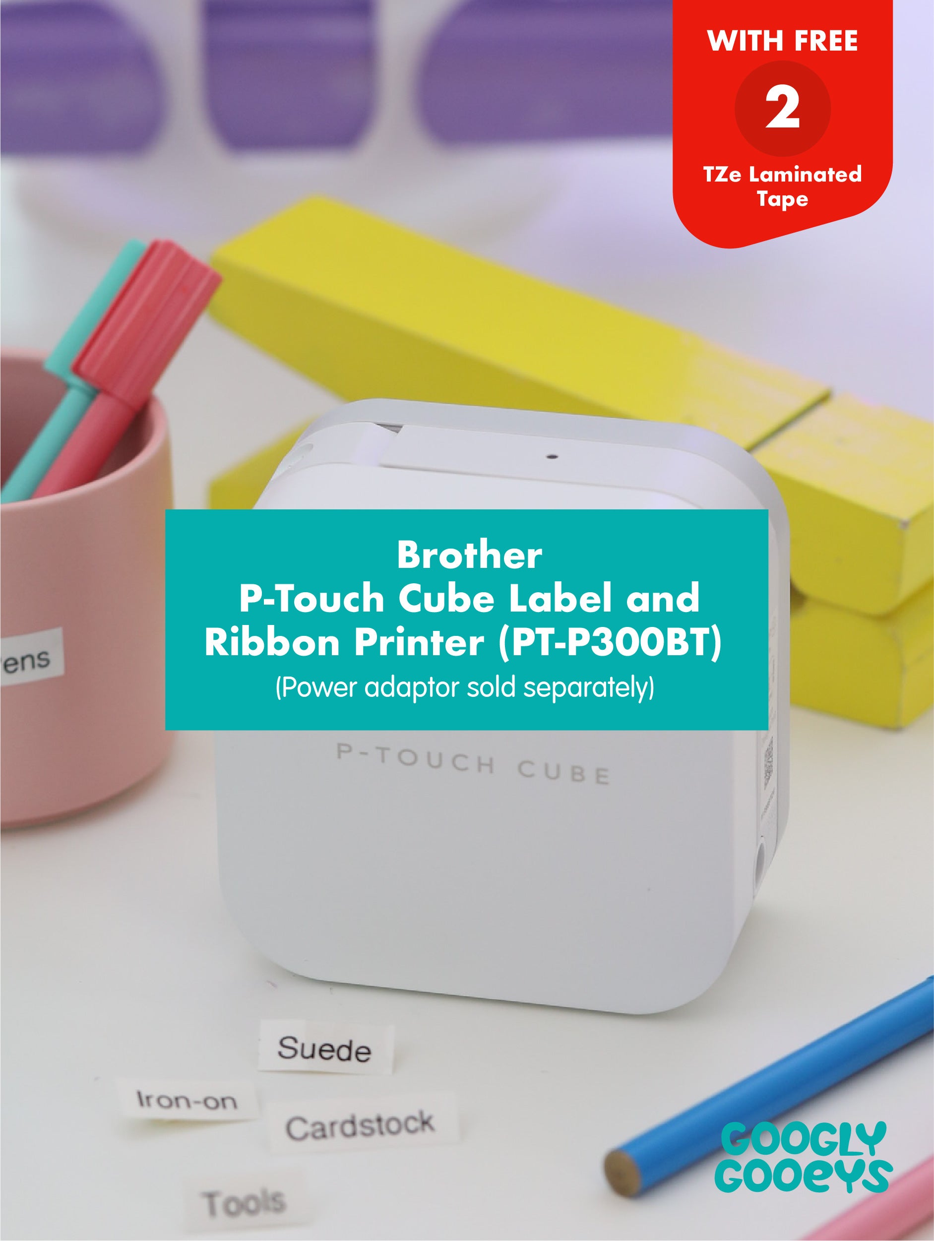 Brother P-Touch Cube Label and Ribbons Printer PT-P300BT