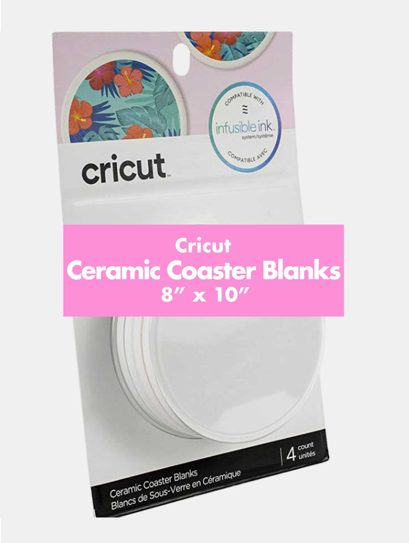 Cricut Ceramic Coaster Blanks (Round) 4pcs | Compatible with Infusible Ink Easy Press Sublimation