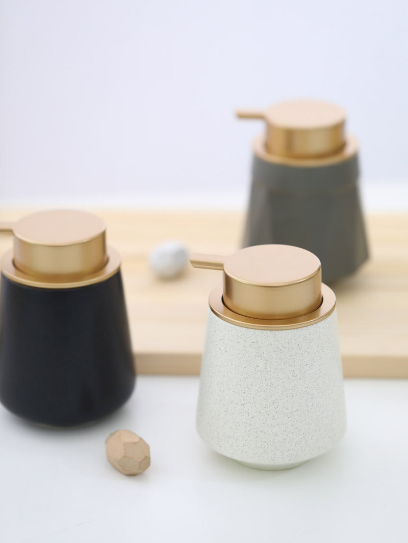 Ceramic Soap Dispenser with Gold Pump