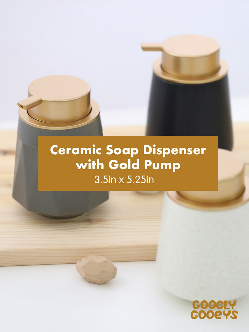 Ceramic Soap Dispenser with Gold Pump