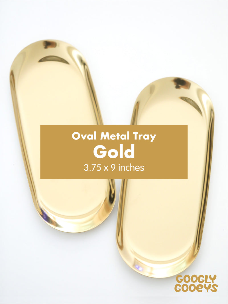 Oval Metal Storage Tray Home Decor