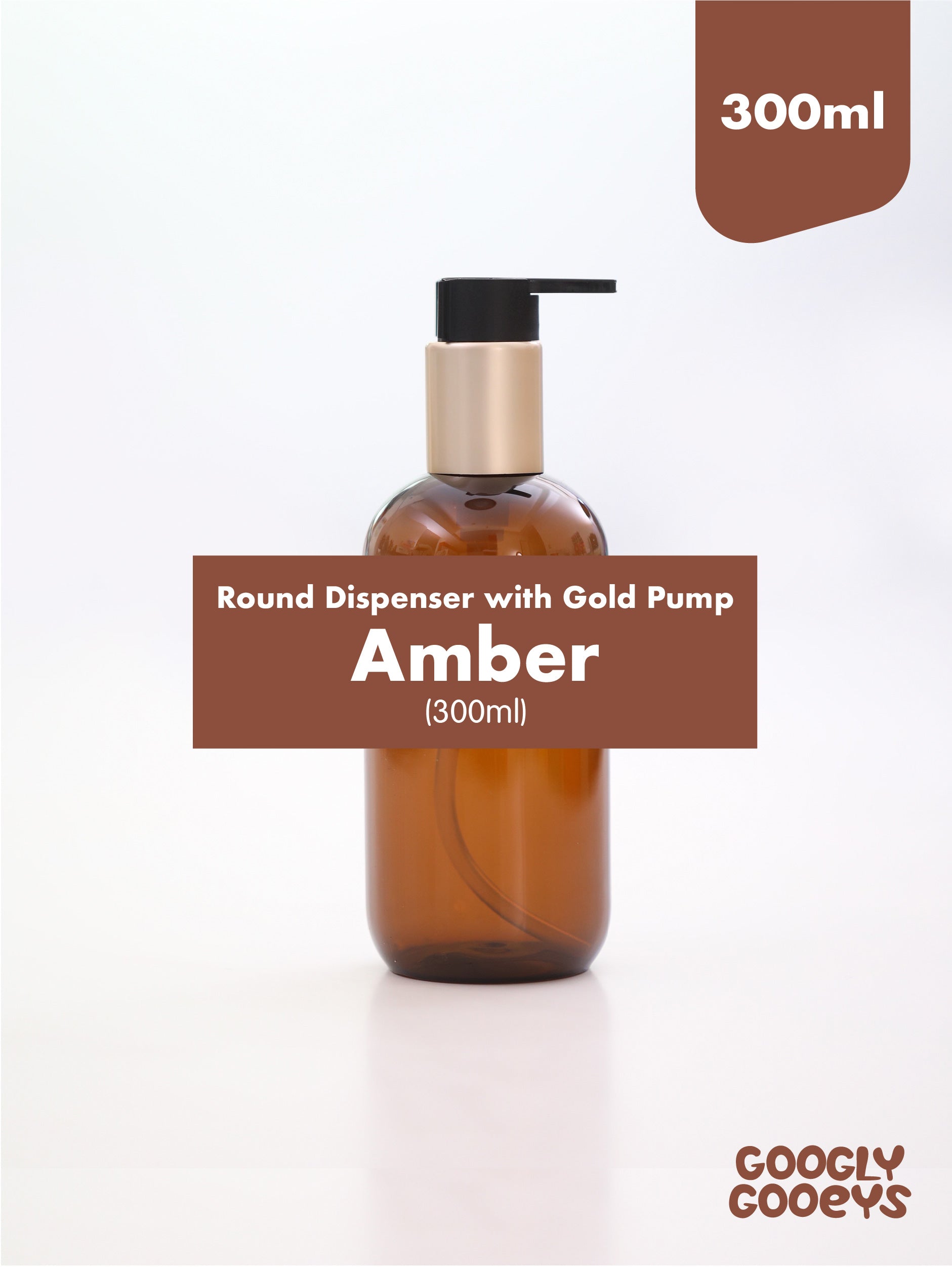 Round Bottle Dispenser with Gold Pump (300ml & 500ml)