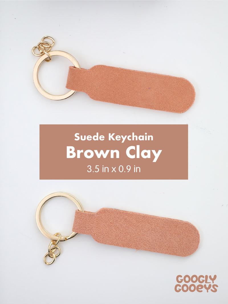 Blank Suede Leather Rounded Rectangle Keychain with Ring