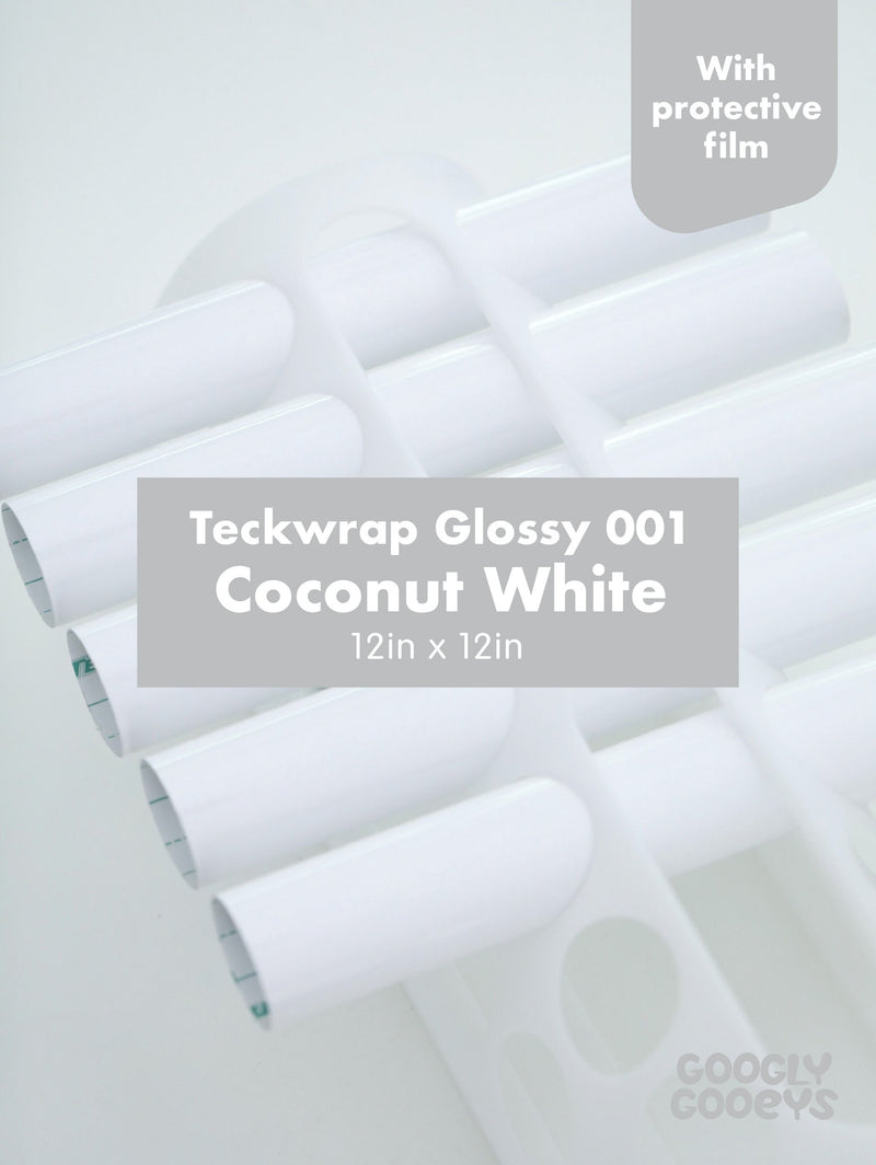 Teckwrap 001 Series Glossy Adhesive Vinyl Stickers Coconut White