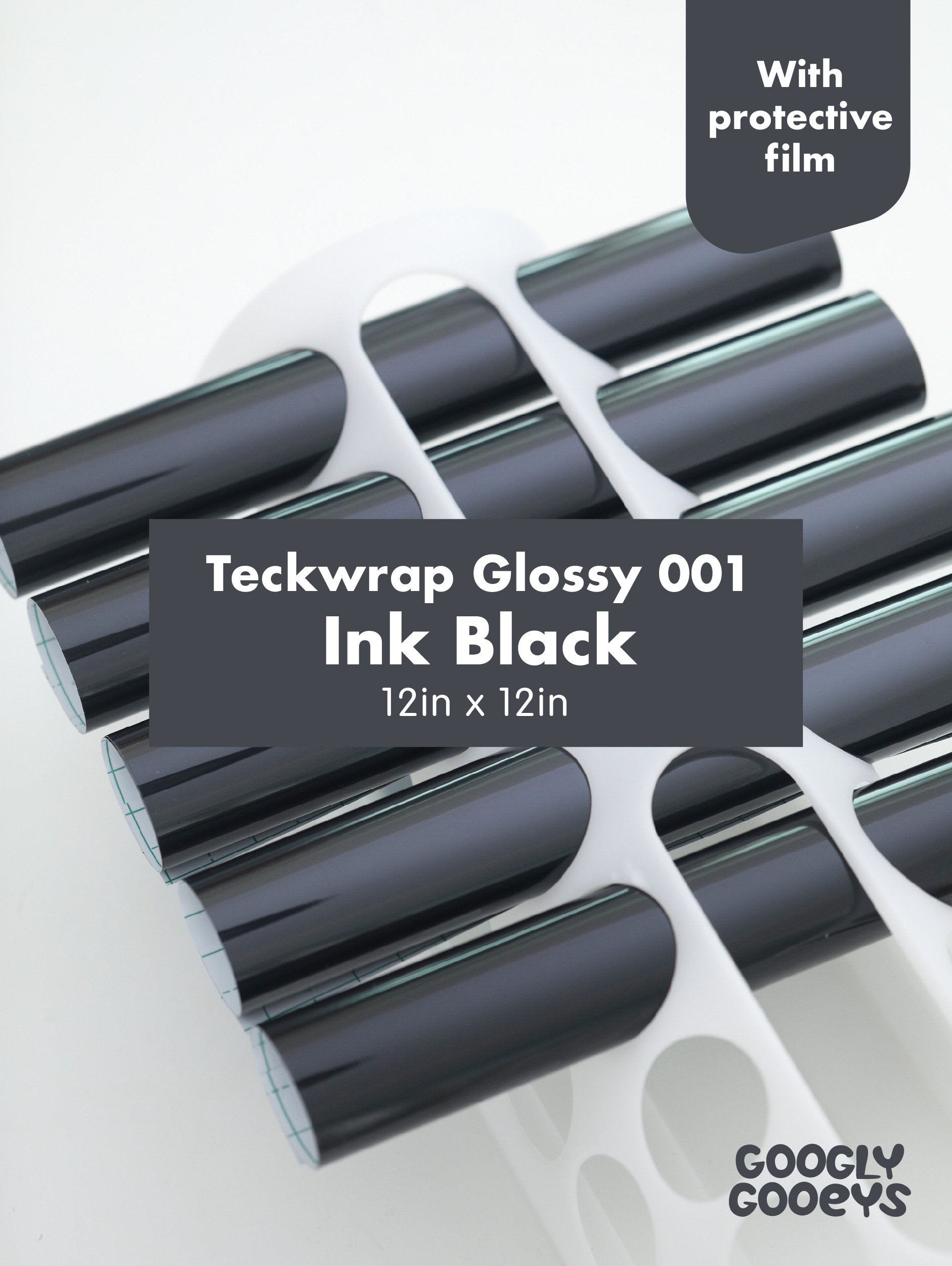 Teckwrap 001 Series Glossy Adhesive Vinyl Stickers Ink Black