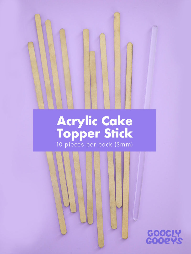Acrylic cake topper sticks (pack of 10)