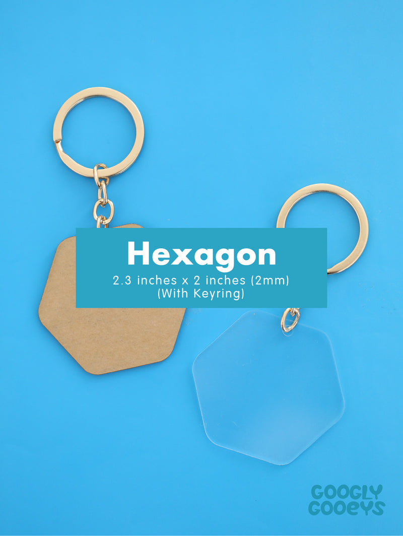 Blank Clear Acrylic Hexagon Keychain