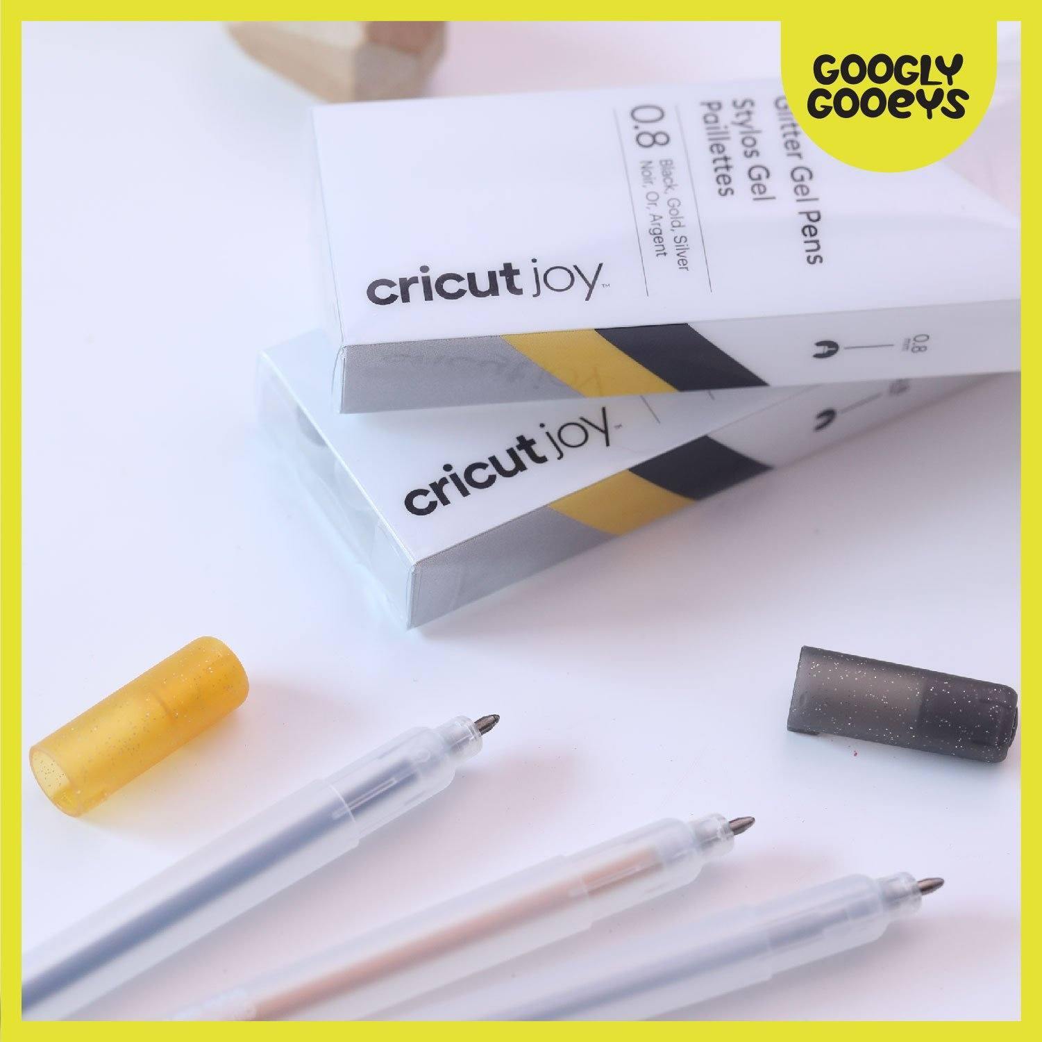 Cricut Joy Glitter Gel Pens, 0.8 mm (3 ct) | Black, Gold, Silver-Cricut Joy Accessories-[Product vendor]-GooglyGooeys-DIY-Crafts-Philippines